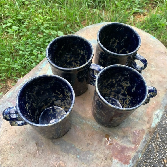 Bennington Potters Vermont 1340 Trigger Handle Mug Blue Agate Vintage Retired - Picture 2 of 5